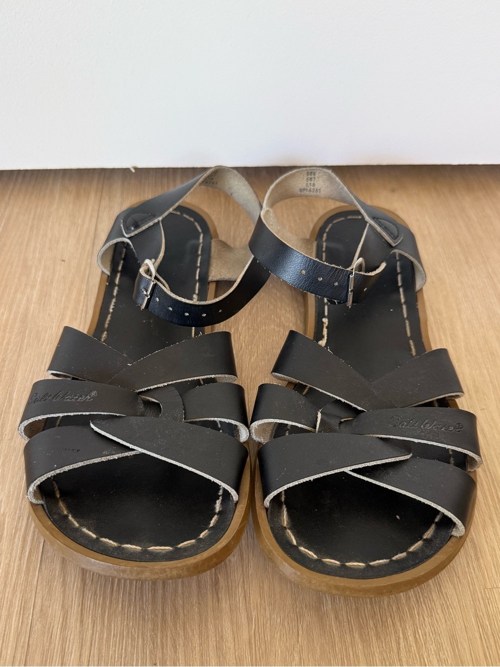 Women’s Black Leather Crisscross Strap Sandals